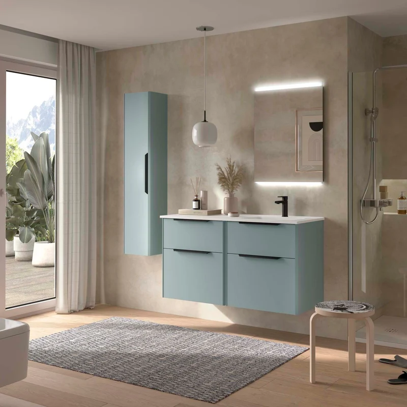 Conjunto LUVA 120 cm – 4 Cajones + Lavabo Desplazado | Diseño Actual y Máxima Capacidad