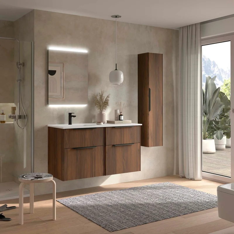 Conjunto LUVA 120 cm – 4 Cajones + Lavabo Desplazado | Diseño Actual y Máxima Capacidad