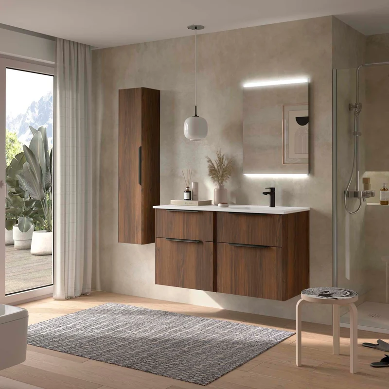 Conjunto LUVA 120 cm – 4 Cajones + Lavabo Desplazado | Diseño Actual y Máxima Capacidad