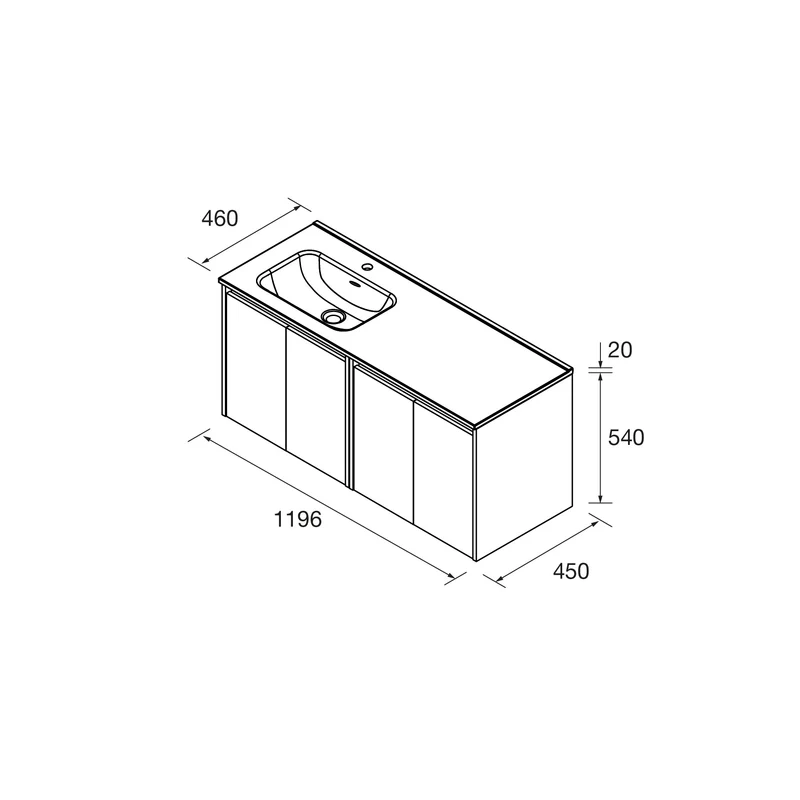Conjunto de Baño NOJA 120 cm Salgar | 4 Puertas + Lavabo Desplazado