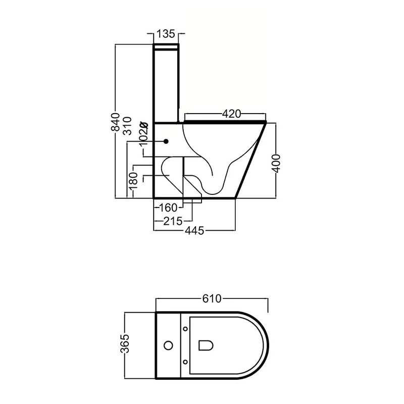 Inodoro BLANCO MATE Rimless modelo Verde de Becrisa