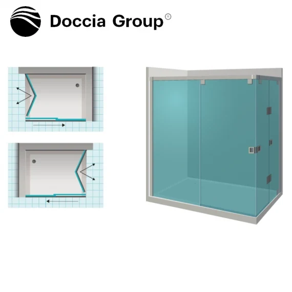 Mampara HELSINKI de Doccia | Angular Corredera + Plegable | Apertura en Esquina | 195 cm