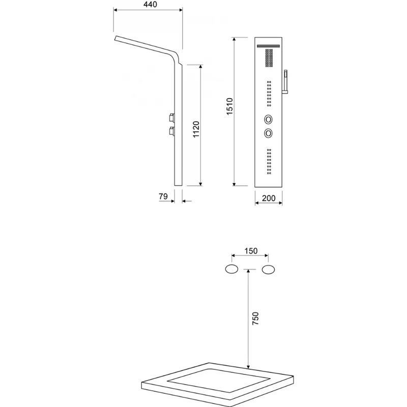 Columna de Ducha Hidromasaje Monomando BEKA Lluvibath | Acero Inoxidable Antihuellas