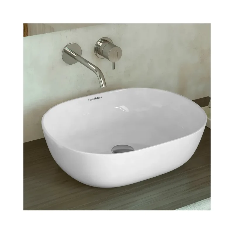 Lavabo Sobre Encimera Yaco Fossil Natura Blanco Brillo