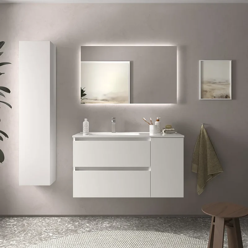 Mueble de Baño con Lavabo Salgar Bequia Plus 90 cm Blanco Mate
