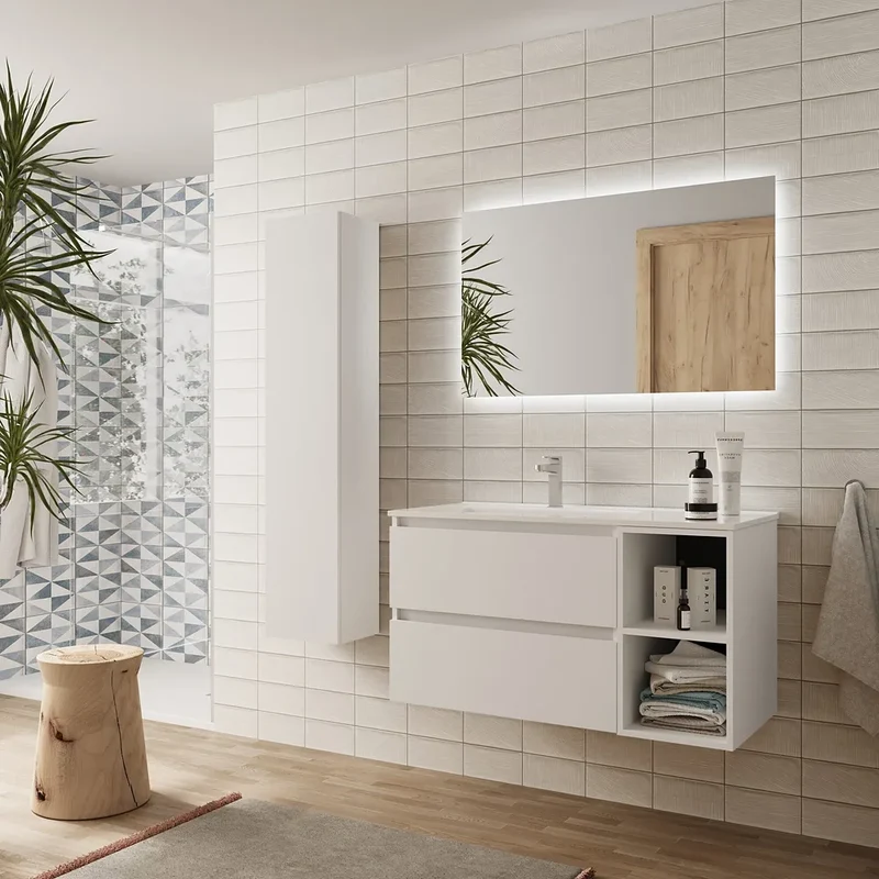Mueble de Baño con Lavabo Salgar Bequia Plus 100 cm Blanco Mate