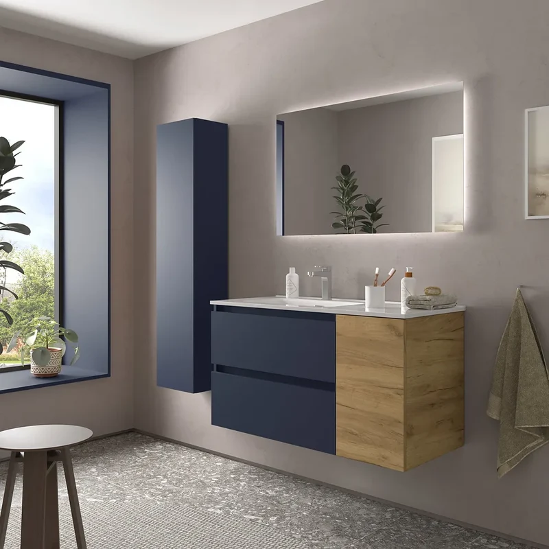 Mueble de Baño con Lavabo Salgar Bequia Plus 100 cm Azul
