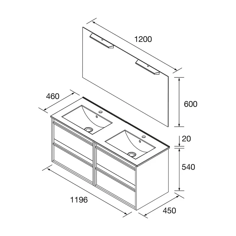Mueble de Baño 4 Cajones Salgar Attila 120 cm