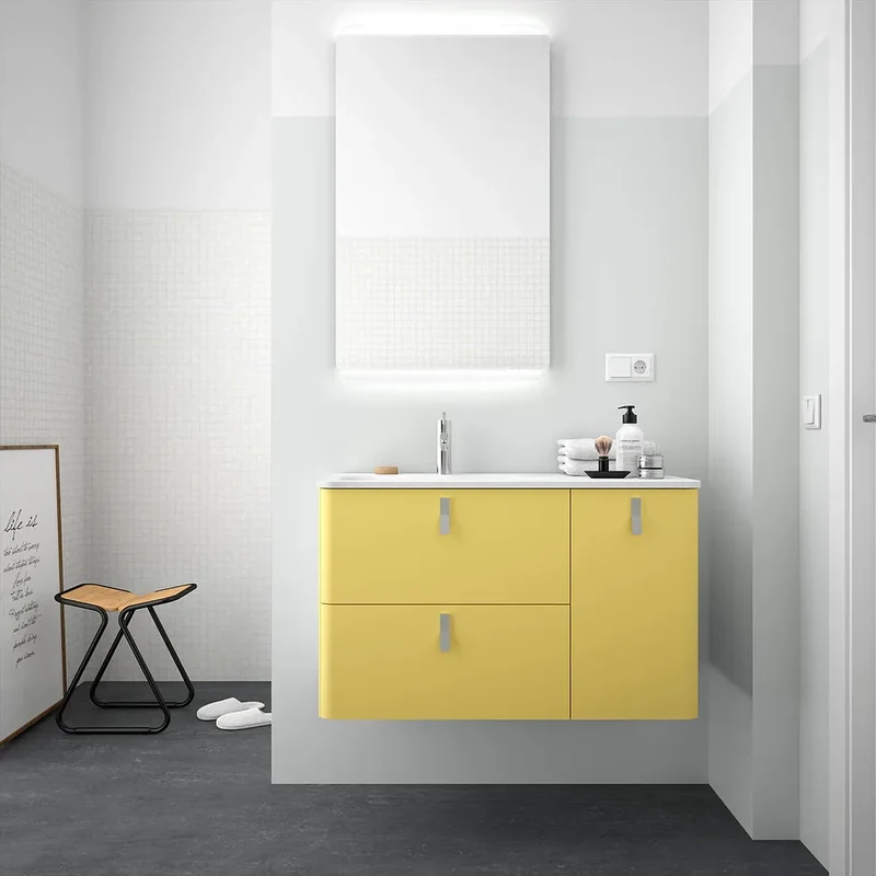 Mueble de Baño con Lavabo Salgar Uniiq 120 cm Amarillo Paja