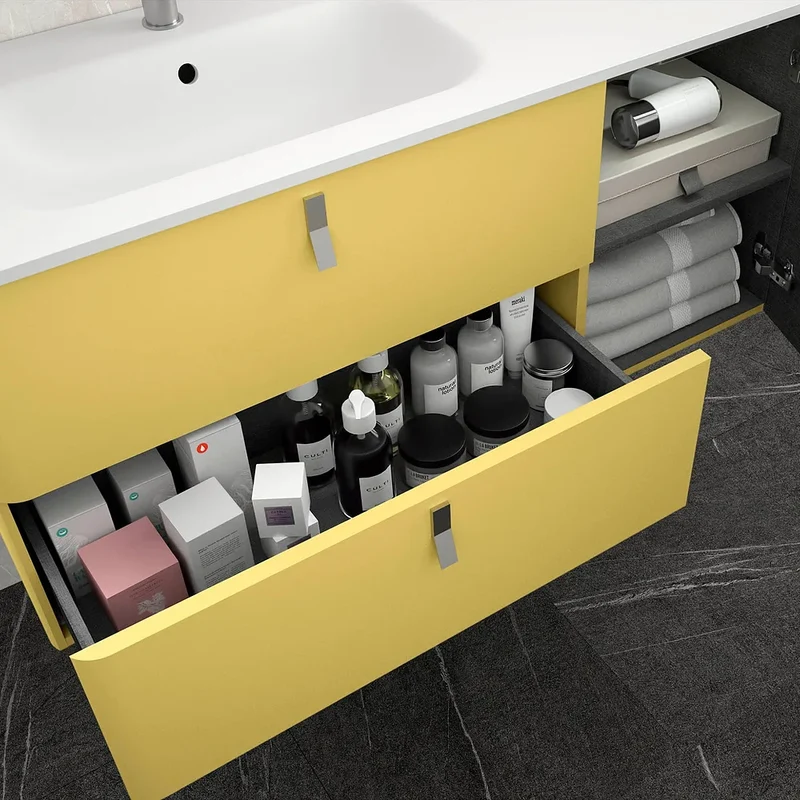 Mueble de Baño con Lavabo Salgar Uniiq 120 cm Amarillo Paja