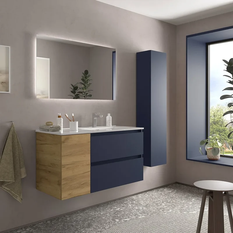 Mueble de Baño con Lavabo Salgar Bequia Plus 90 cm Azul
