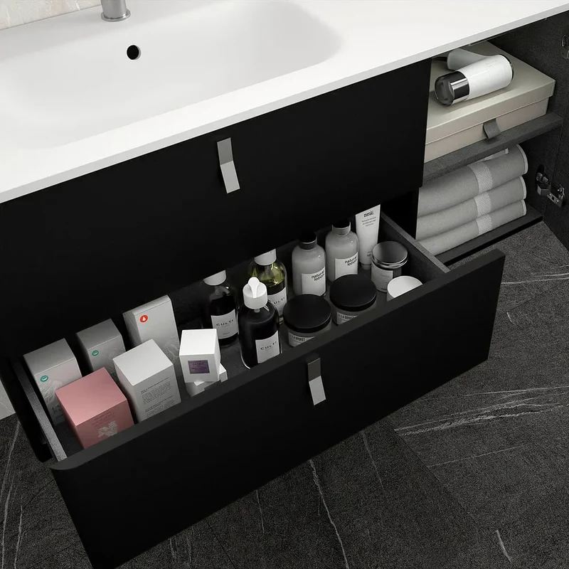 Mueble de Baño con Lavabo Salgar Uniiq 120 cm Negro Mate