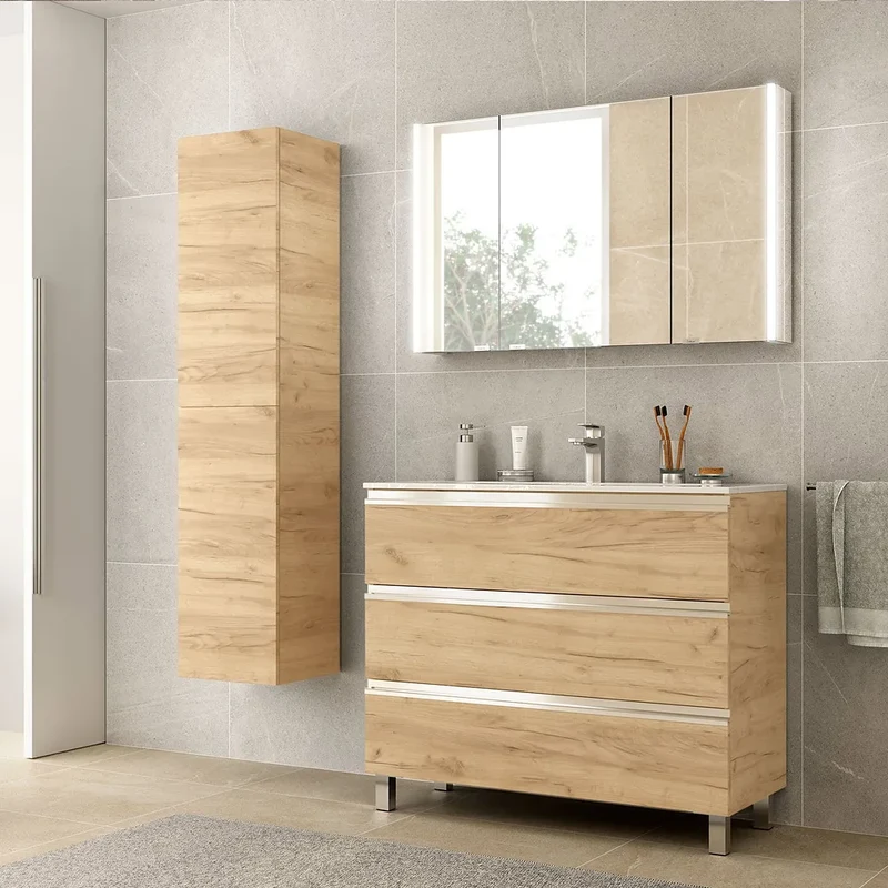Mueble de Baño con Patas con Lavabo y 3 Cajones Salgar Spirit 100 cm