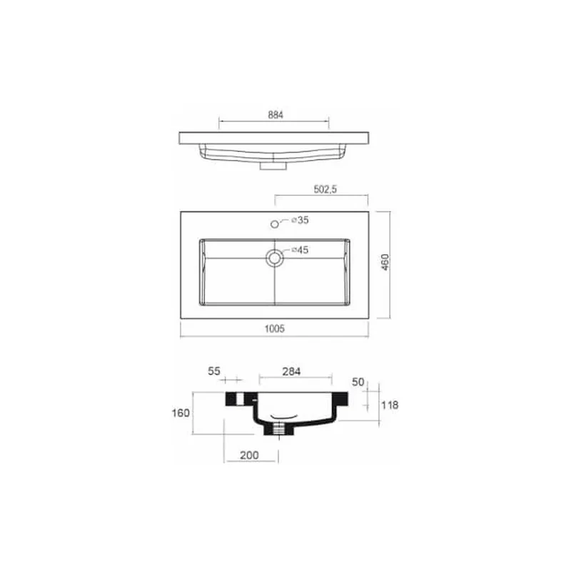 Mueble de Baño con Patas con Lavabo y 3 Cajones Salgar Spirit 100 cm