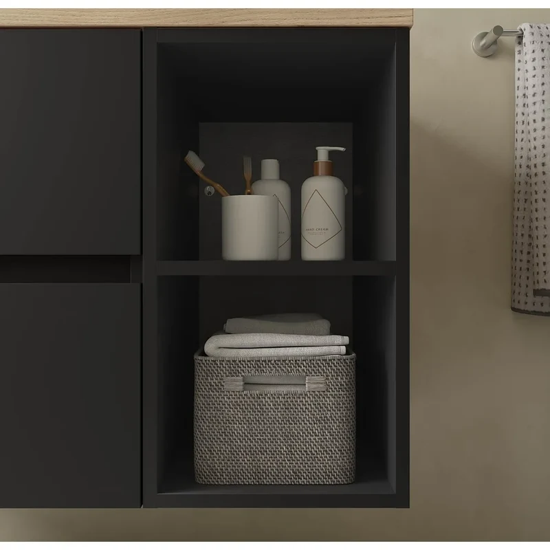 Mueble de Baño con Lavabo Salgar Bequia Plus 100 cm Negro Mate
