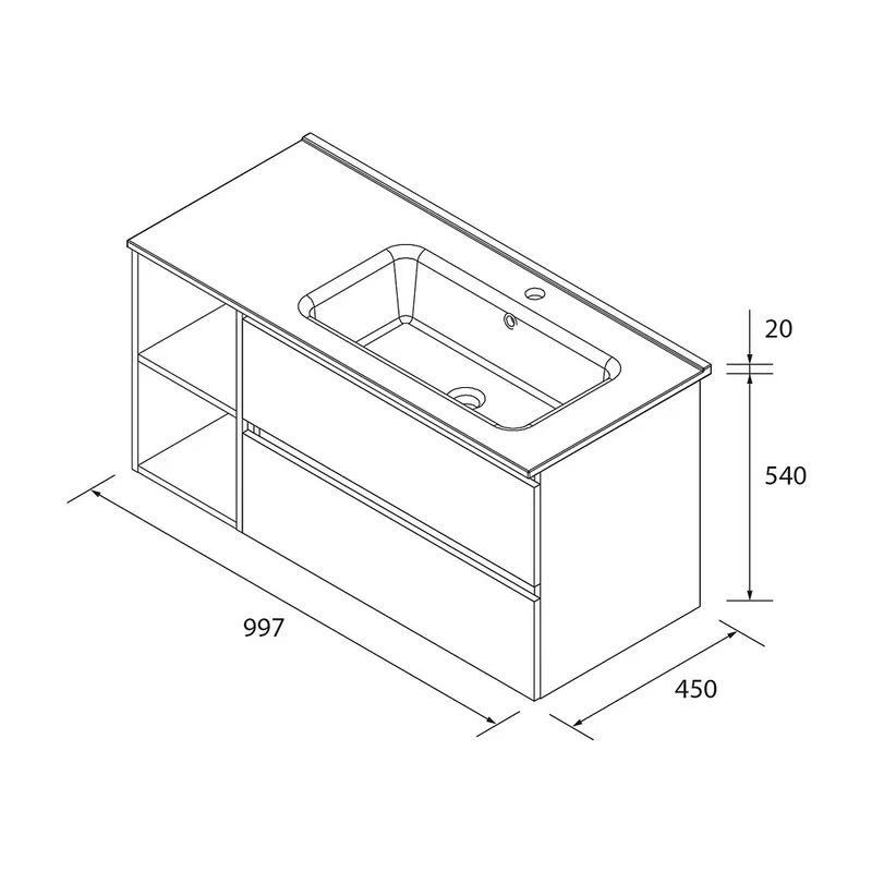 Mueble de Baño con Lavabo Salgar Bequia Plus 100 cm Negro Mate