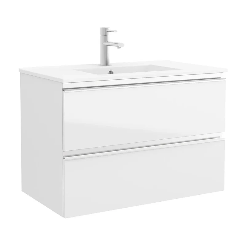 Mueble de Baño con Lavabo y 2 Cajones Salgar Spirit 80 cm Blanco Brillo