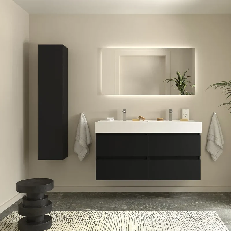 Mueble de Baño con Lavabo Salgar Bequia 120 cm Negro Mate