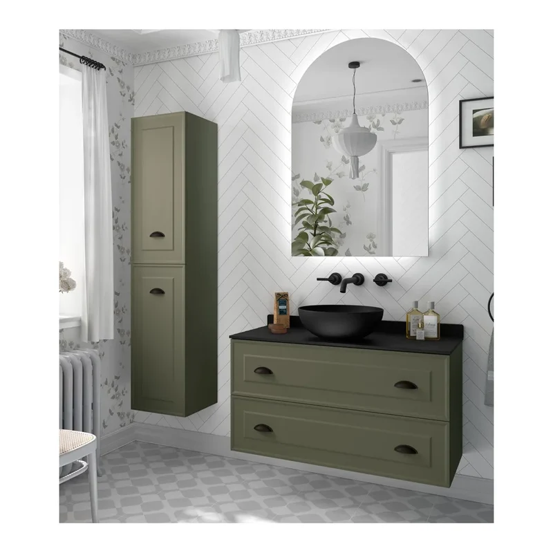 Mueble de Baño 2 Cajones Salgar Renoir 100 cm Verde Bosque