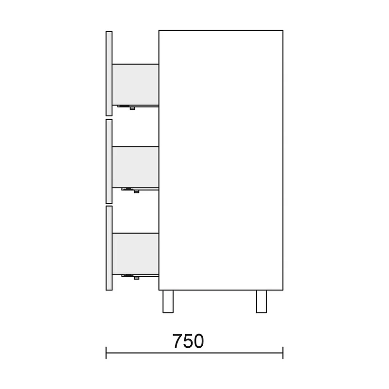 Mueble de Baño con Patas con Lavabo y 3 Cajones Salgar Spirit 100 cm Blanco Brillo
