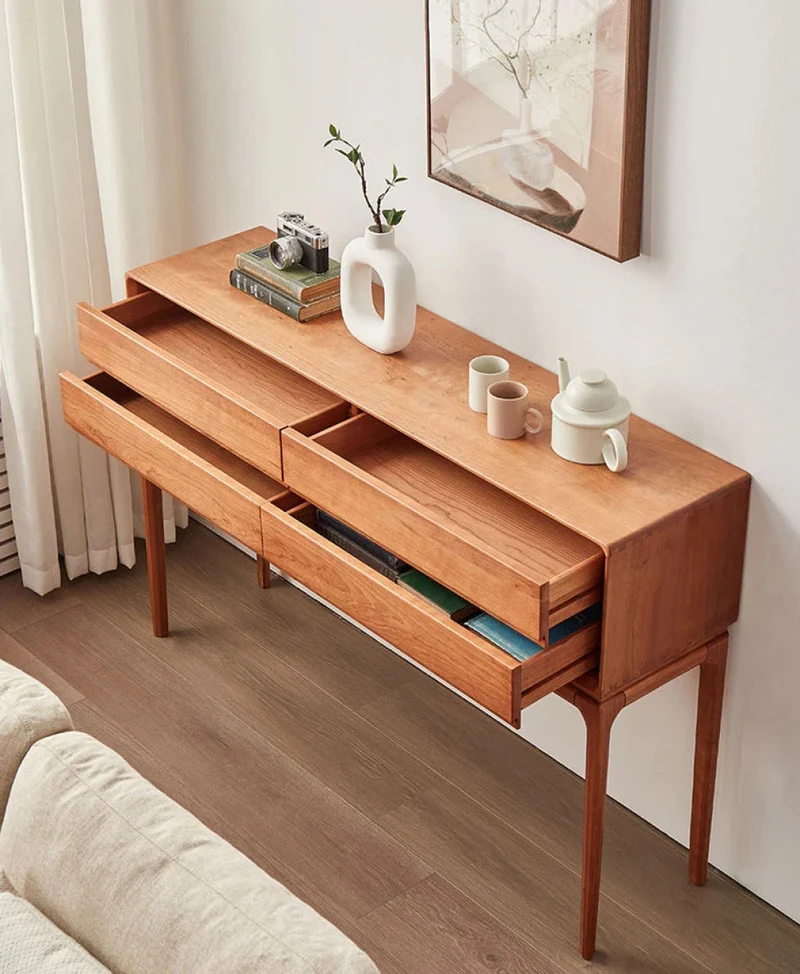 Oasis Antique 4 Drawers Solid Cherry Wood Console Table