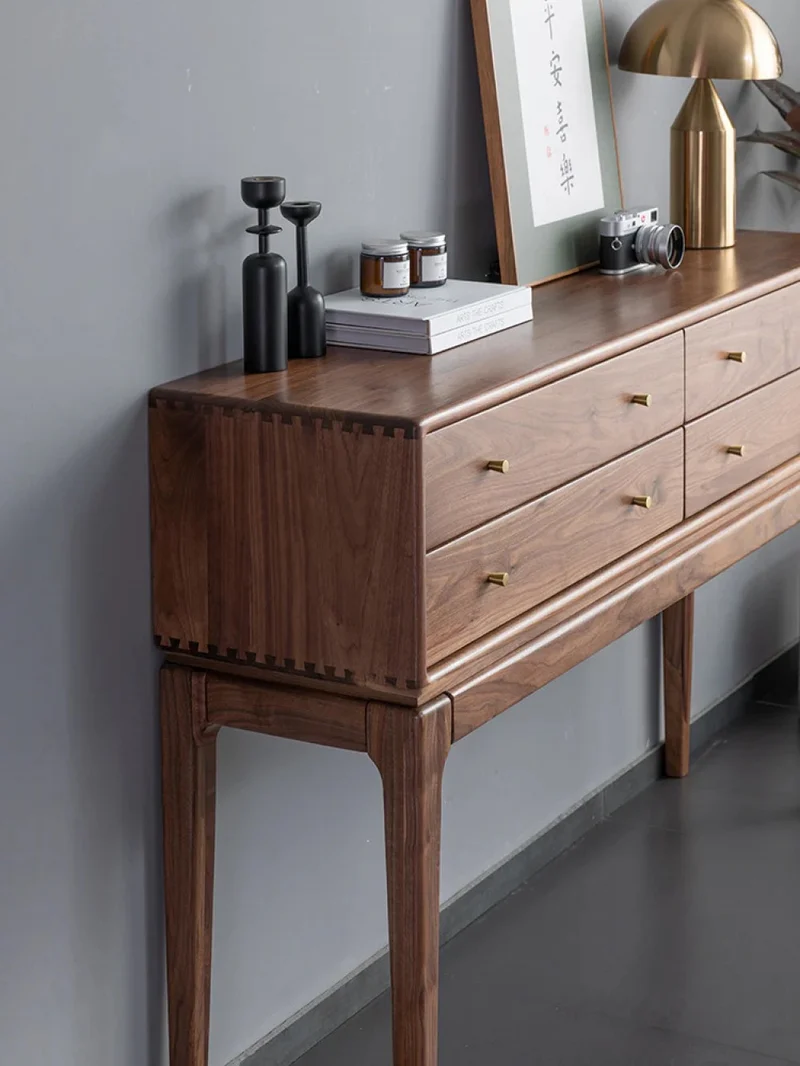 Ember Big Contemporary Walnut Wood Console Table