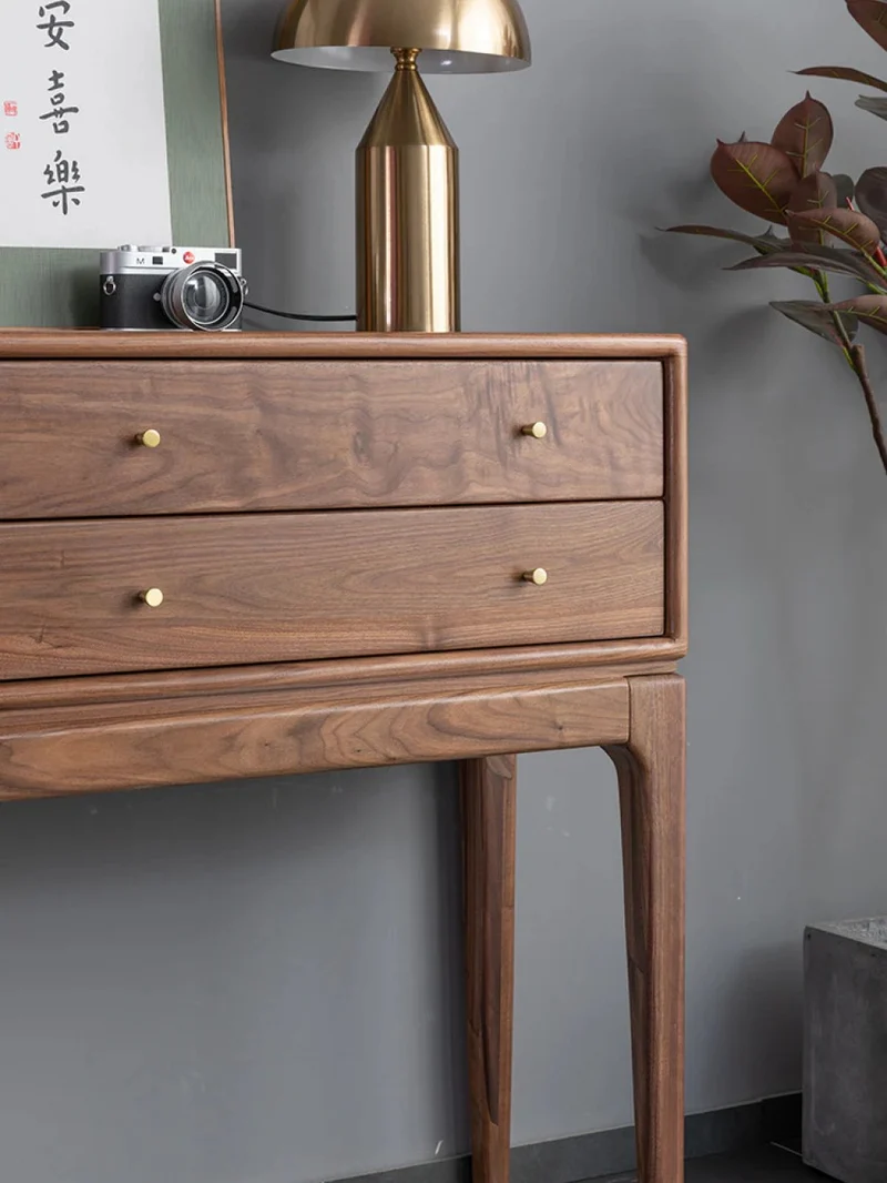 Ember Big Contemporary Walnut Wood Console Table