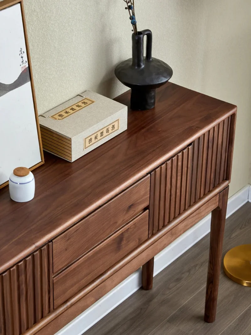 Blinds Design Black Walnut Wood Console Table