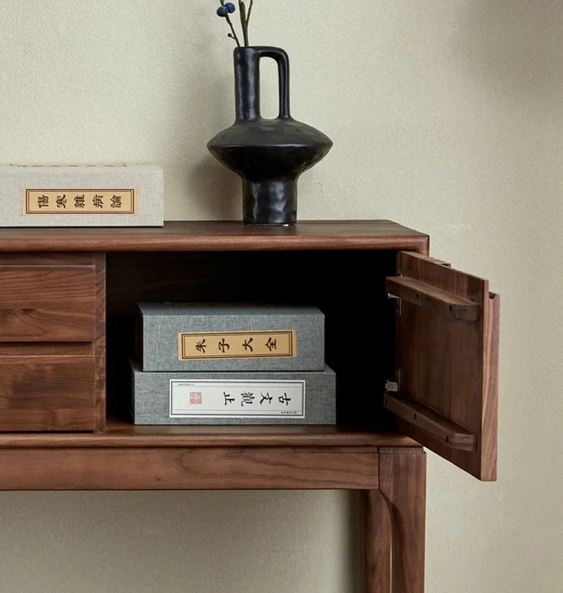 Blinds Design Black Walnut Wood Console Table