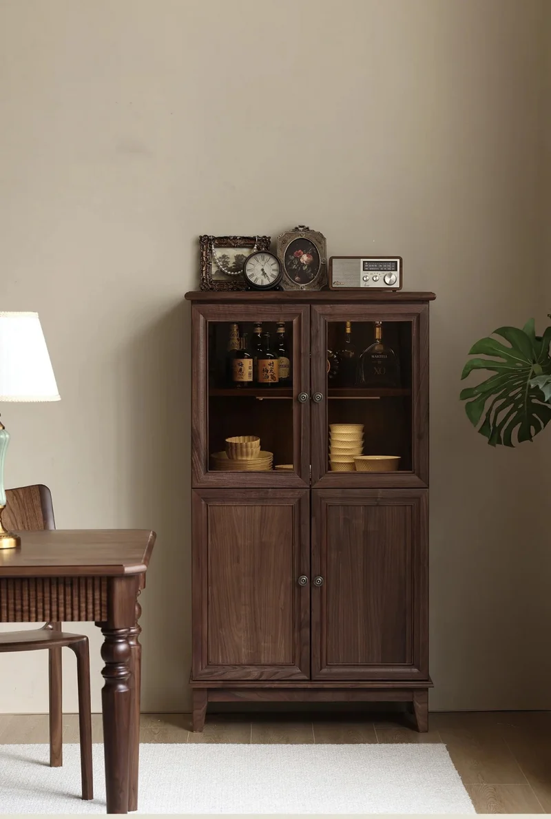 Exemplar Black Walnut Wood Display and Wine Storage Cupboard