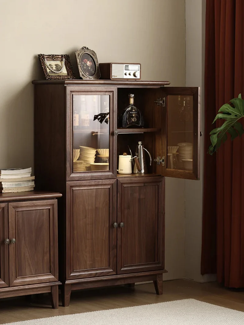Exemplar Black Walnut Wood Display and Wine Storage Cupboard