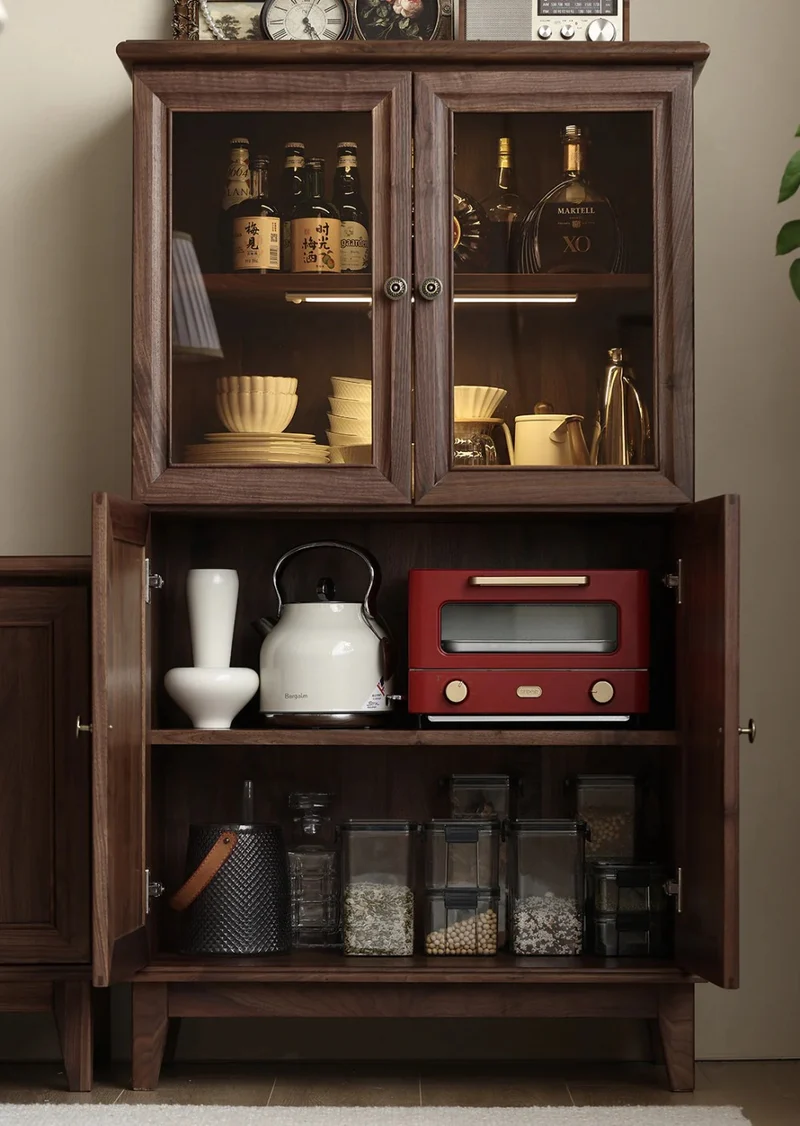 Exemplar Black Walnut Wood Display and Wine Storage Cupboard