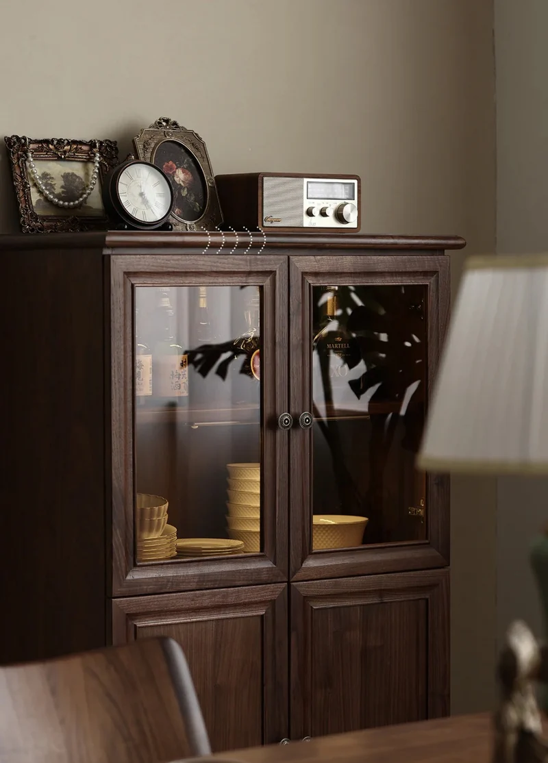 Exemplar Black Walnut Wood Display and Wine Storage Cupboard