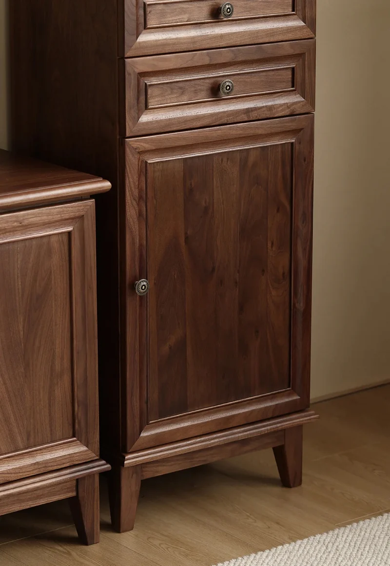 Orion Retro Black Walnut Wood Tall Storage Cabinet