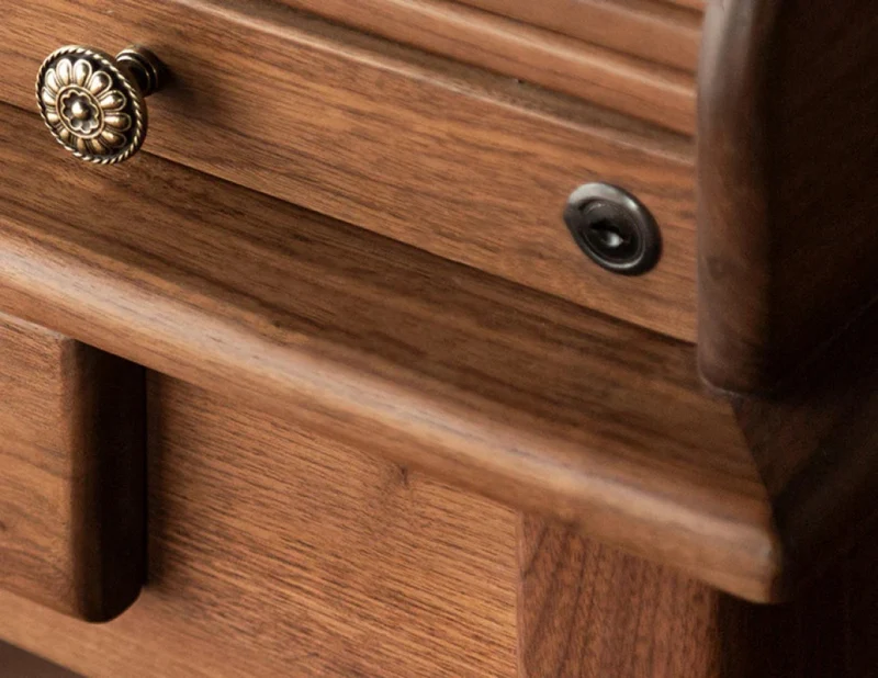 Nebula Vintage Walnut Wood Roll Top Desk