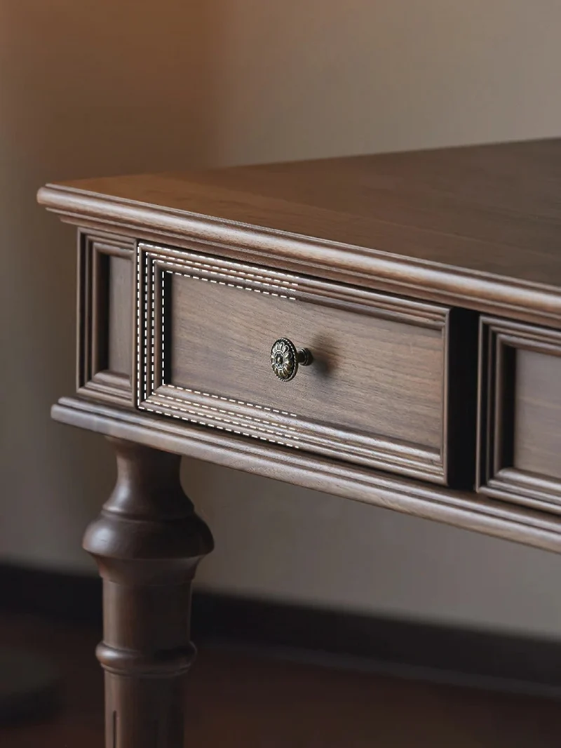 Citrine American Black Walnut Wood Desk with Turned Legs