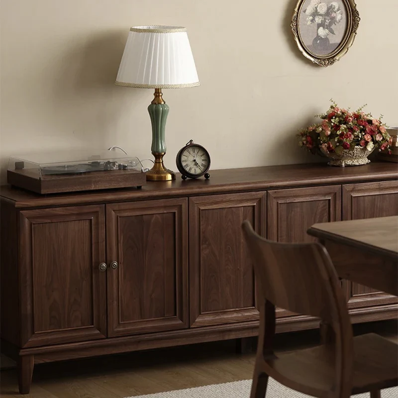 American Style Long Black Walnut Wood Sideboard