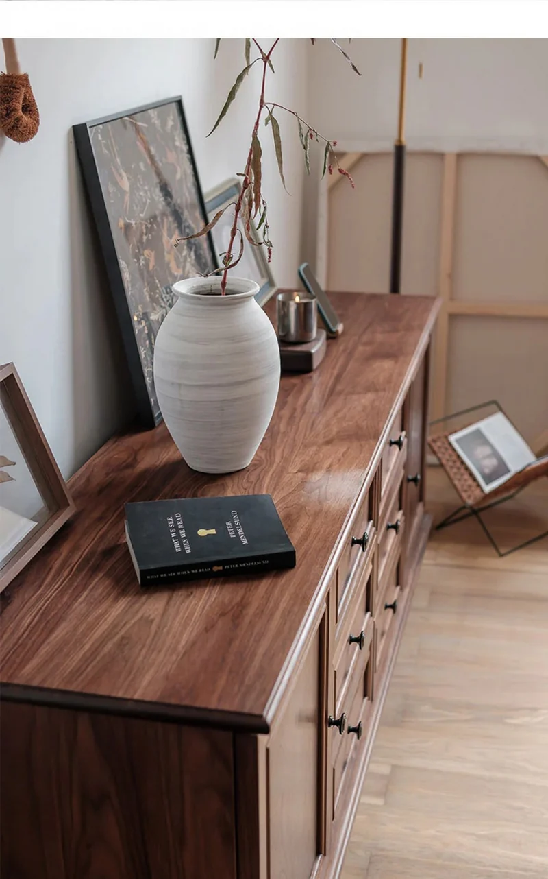 Utility Multi-Purpose Black Walnut Wood Sideboard