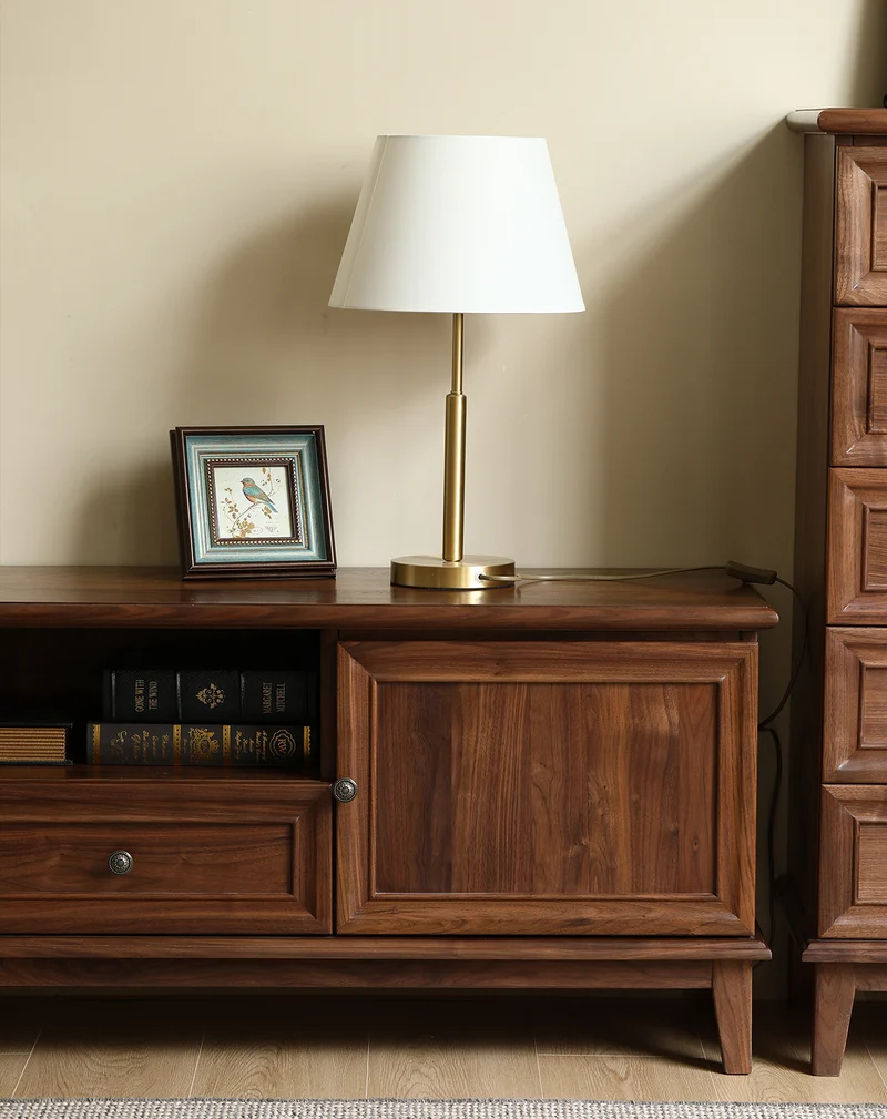 Wander American Style Black Walnut Wood TV Stand