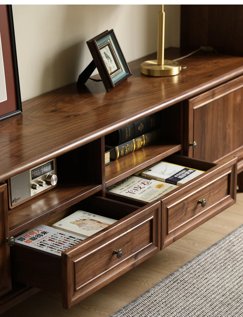 Wander American Style Black Walnut Wood TV Stand