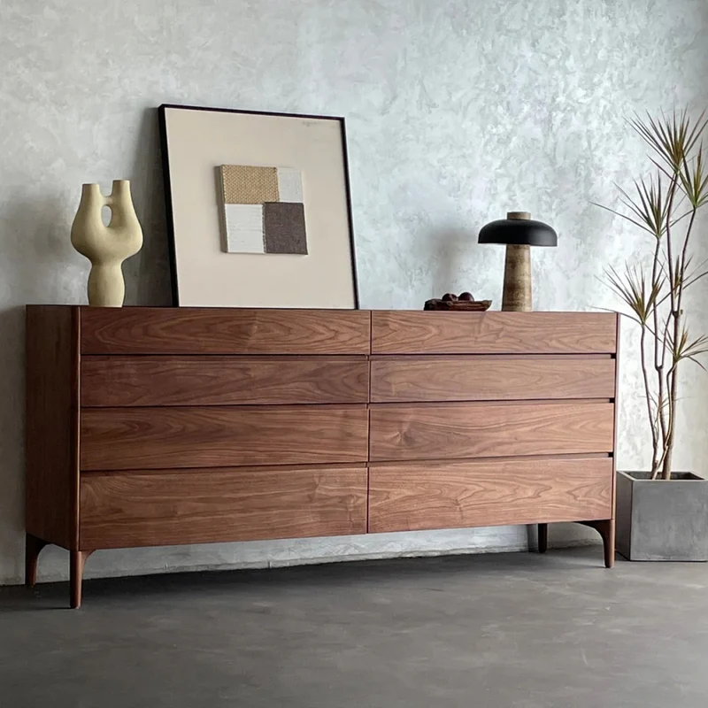 Sleek Design 8-Drawer Black Walnut Wood Dresser