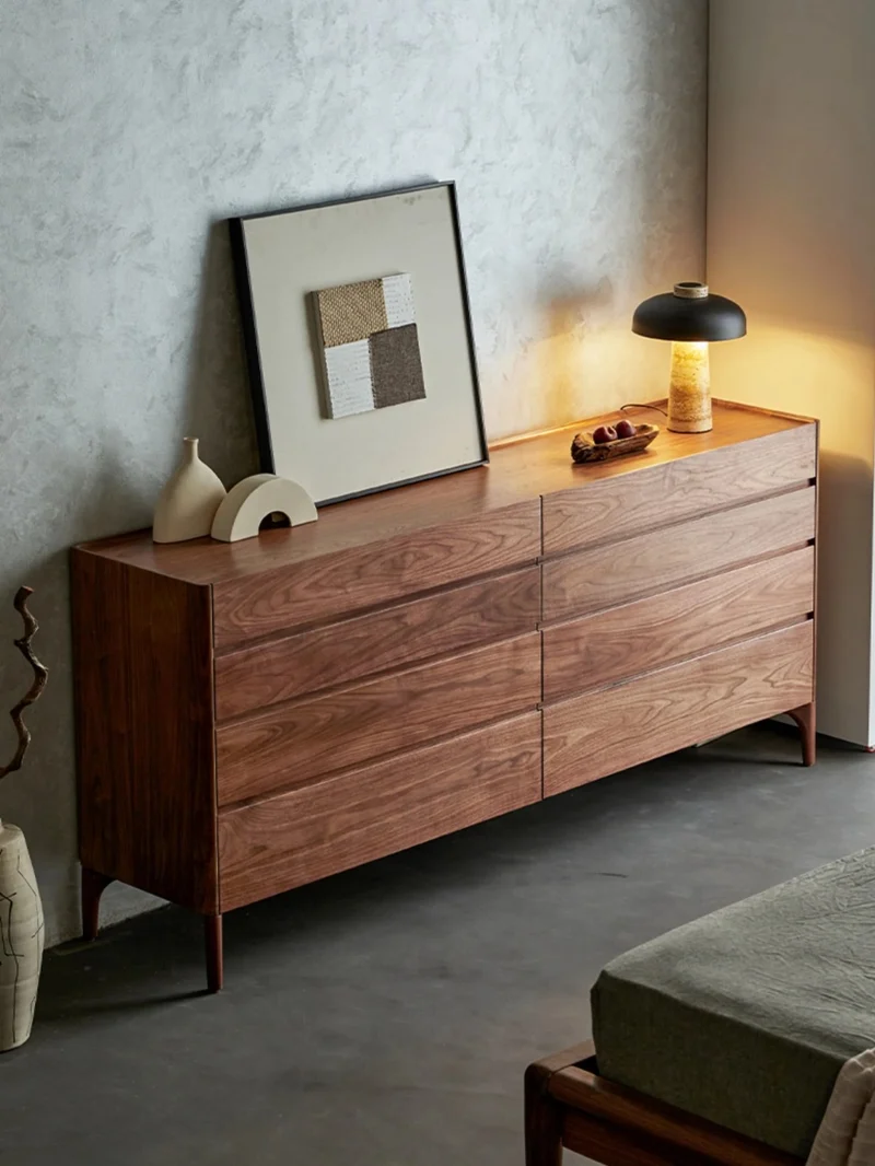 Sleek Design 8-Drawer Black Walnut Wood Dresser