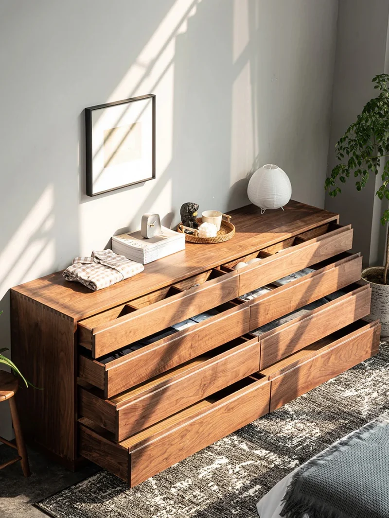 8-Drawer Solid Walnut Wood Dresser – Custom Walnut Options