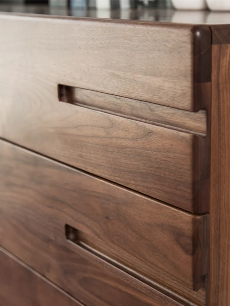 Natural Walnut Wood Dresser with Hidden Knobs