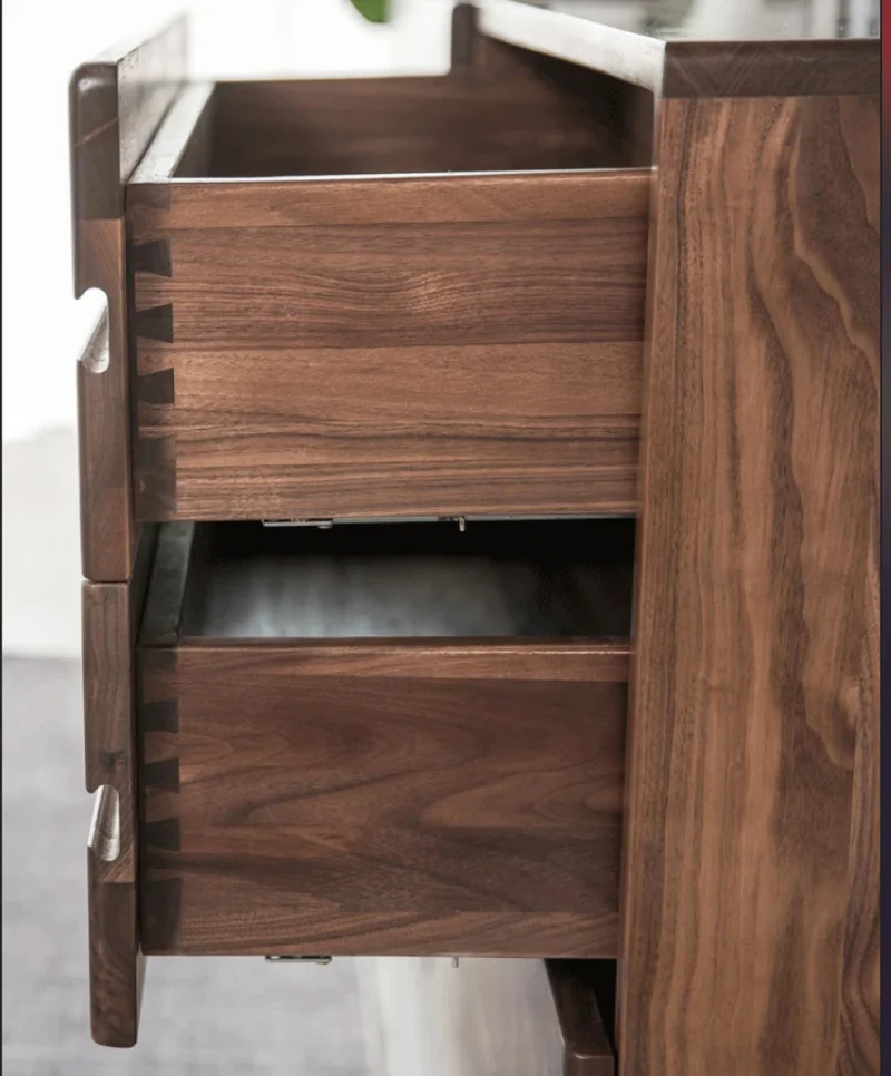 Natural Walnut Wood Dresser with Hidden Knobs