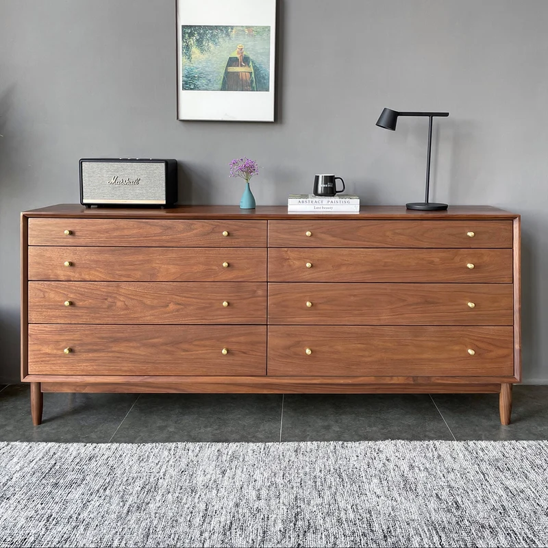 Stacked & Slanted 8-Drawer Solid Walnut Dresser