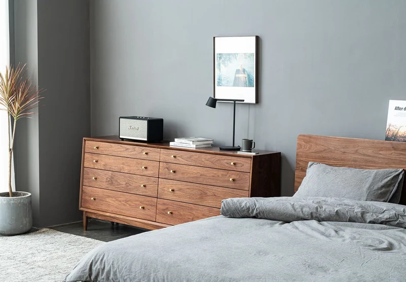 Stacked & Slanted 8-Drawer Solid Walnut Dresser