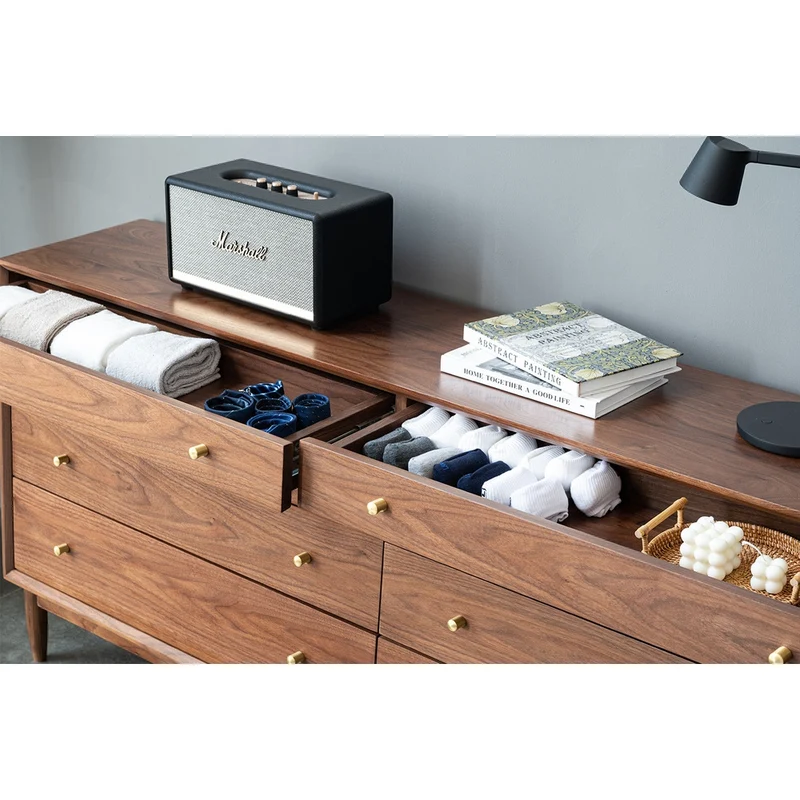 Stacked & Slanted 8-Drawer Solid Walnut Dresser