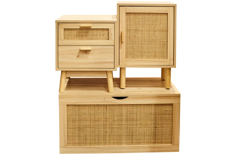 Baul Decor 80x40 cm con color madera de Pino y Rattan