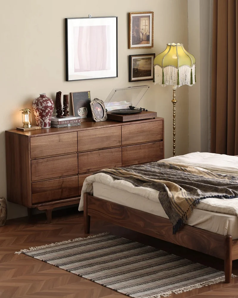 NovaTrend 9-Drawer Walnut Wood Dresser